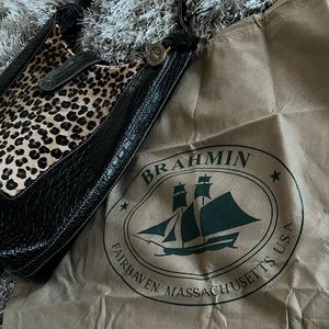 Brahmin Leopard Calf Hair Melbourne Leather Shoulder Bag